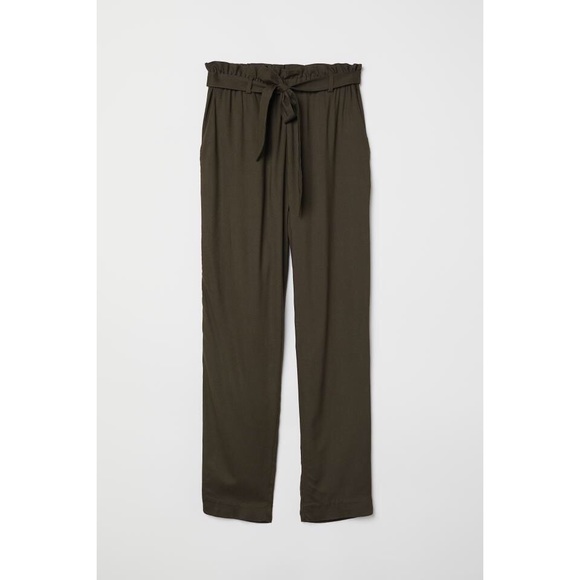 H&M Pants - H&M High waist tie olive green balloon pants